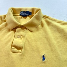Polo Ralph Lauren Polo Shirt Mens Large Yellow Pique Cotton Short Sleeve Classic