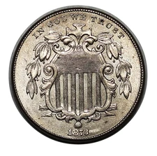1873 Shield Nickel, Close 3 BU++, Better Date ** Free Shipping!
