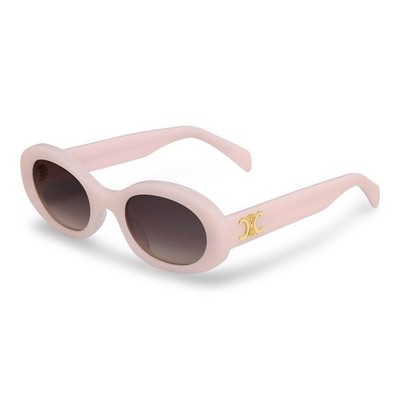 CELINE CL40194U 74B Triomphe Oval Sunglasses Pink Gold Grey Lens