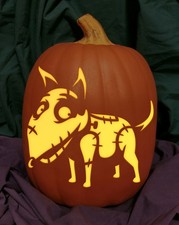 Frankenweenie Carved Foam Permanent Pumpkin Tim Burton Spooky Goth Sally Jack