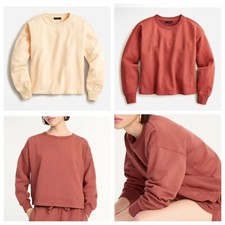 NWT J.CREW WOMEN Terry Cropped Crewneck Sweatshirt, Size S, M, L 69.50