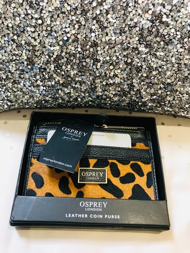 NEW OSPREY LEOPARD PONYSKIN COWSKIN LEATHER CREDIT CARD HOLDER PURSE