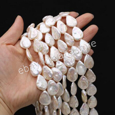 15x20mm Natürliche Weiß Barock Süßwasser Perle Teardrop Form Lose Perlen 15''