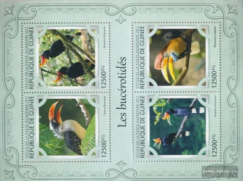 Guinea 12201-12204 Kleinbogen (kompl. Ausgabe) postfrisch 2017 Nashornvögel - Bild 1 von 1