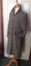 Etam Black And Cream Large Houndstooth Check Knee Length Autumn/winter Coat Uk14