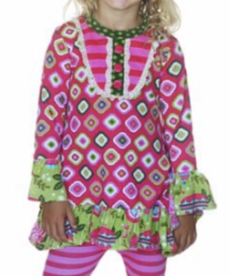 JELLY THE PUG Becca Dress Christmas Jingle Jells Ruffle Green Red Pink Geo  Sz 8 | eBay
