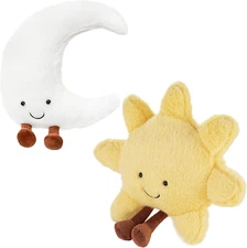 Sun and Moon Plush Pillow Smiling Fun Filled Sun Pillow Moon and Sunshine Animal