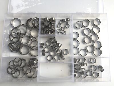 70tlg. 1-Ohr Schellen Schlauchschellen Sortiment Set Edelstahl 5,8-21mm