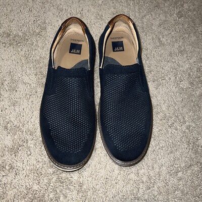 Johnston Murphy J&M Mens Sz 9.5 Blue Woven Leather Sheepskin 