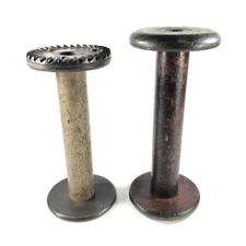 2ct VTG Wooden Metal Primitive Sewing Weaving Textile Thread Spools 8.5 to 9.25"
