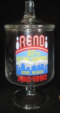 Vintage Apothecary Glass Lidded Reno Nevada 87th ABC Tournament Bowling 1990