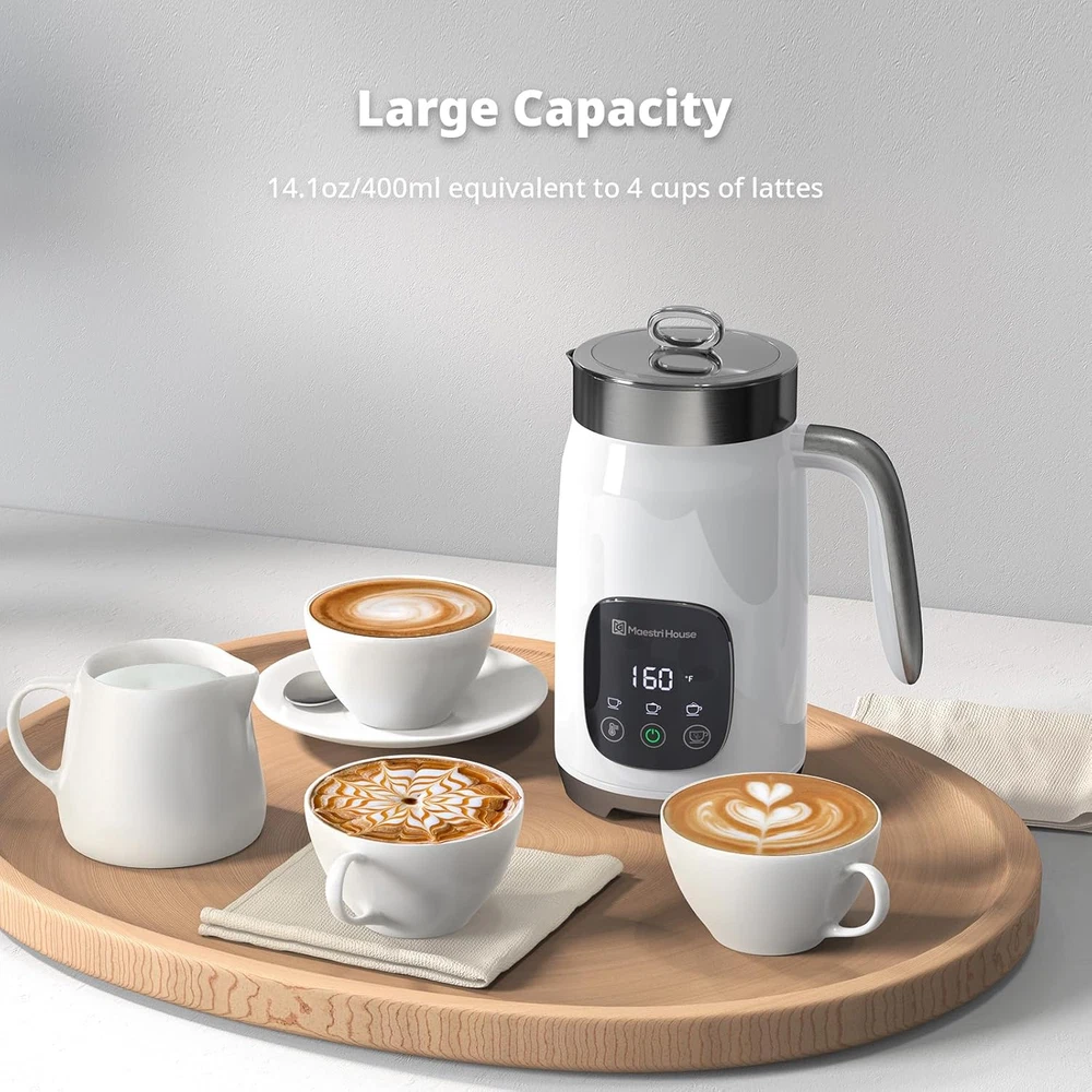 Variable Temp Milk Frother and Steamer with Adjustable Froth Thickness, 14 oz