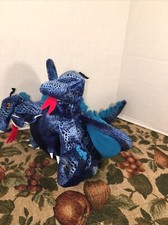 VGUC-14  Folkmanis Blue Three Headed Dragon Plush Winged Hand Puppet