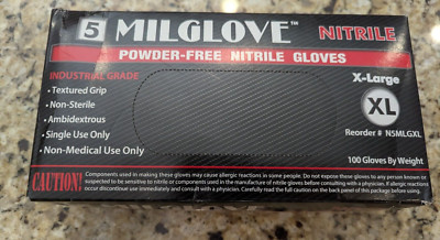 Milglove 5 Nitrile Powder-Free Gloves Industrial Grade N5MLGXL size XL 100 count