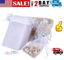 200Pcs White Sheer Organza Wedding Party Favor Gifts Candy Bags Pouches 4"X5" US