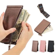 Men Women Long Wallet Leather Credit Card ID Holder Phone Case Bag Purse Handbag