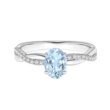 7x5 Oval Blue Natural Aquamarine Gemstone Split Shank Ring 925 Sterling Silver