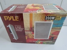 Pyle In-Wall Speaker System Pair White Rectangular 200-Watt Mid-Bass Tweeter New