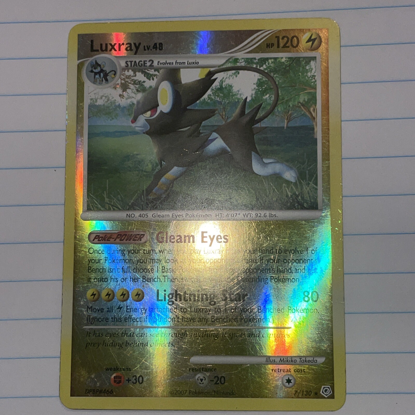 Luxray - 7/130 - Holo Rare - Reverse Holo NM, English Pokemon Diamond and Pearl