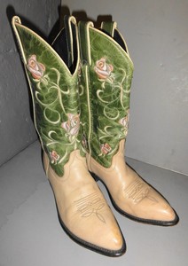 pink and green cowboy boots
