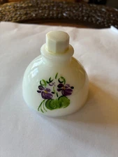 VTG Cranfield's Genuine Devon Violets Empty Milk Glass Ovoid Perfume Hand Paint