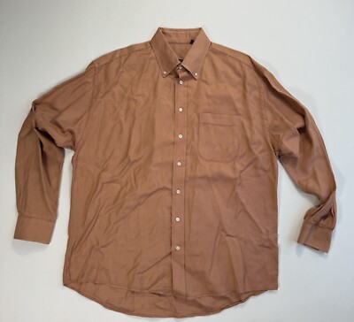 Burberry London Mens XL Button Down Shirt Orange Pink Houndstooth Preppy Modern