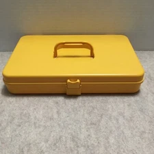 Vintage Wilson WIL-HOLD Sewing Box Thread Storage Caddy Harvest Gold