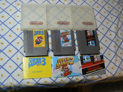 Super Mario Bros Trilogy  1 2 3 Duck Hunt (Nintendo NES) w/Manuals & Hard Cases