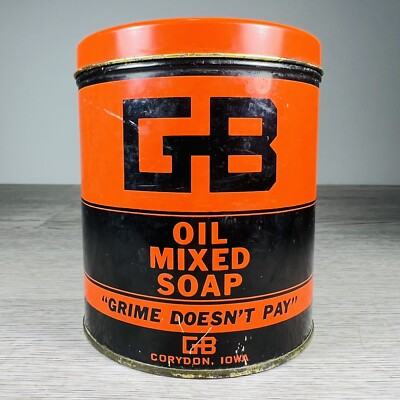 #ad Vintage GB Oil Mixed Soap 1 QT Can “Grime Doesn’t Pay” Gas EXCELLENT CONDITION $39.95