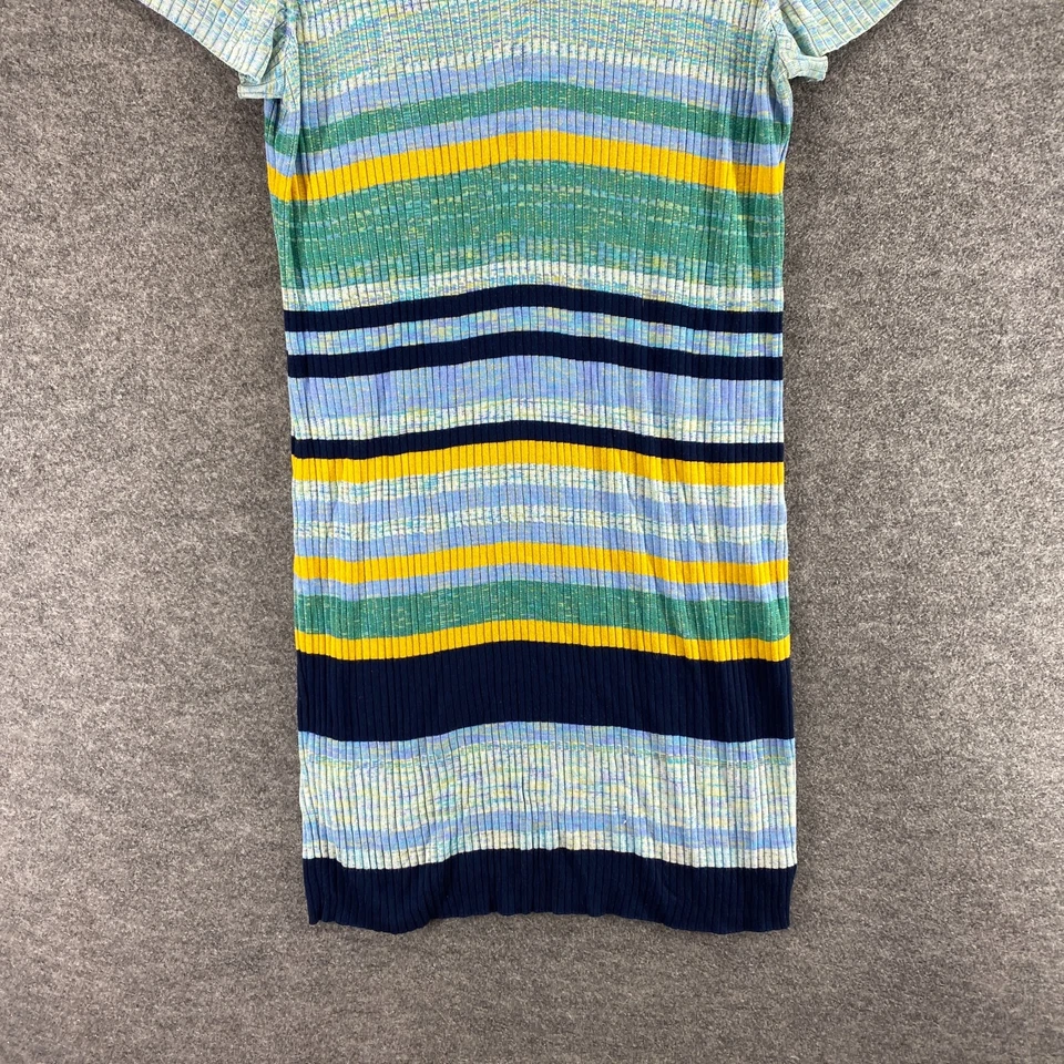 Terra & Sky Dress Women 2X Plus Blue Striped Maxi Long Knit Short Sleeve - Image 4 of 4