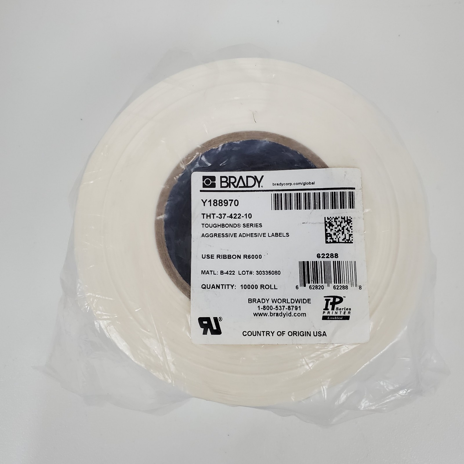 Genuine Brady THT-37-422-10 Aggressive Adhesive Multi-Purpose Polyester Label