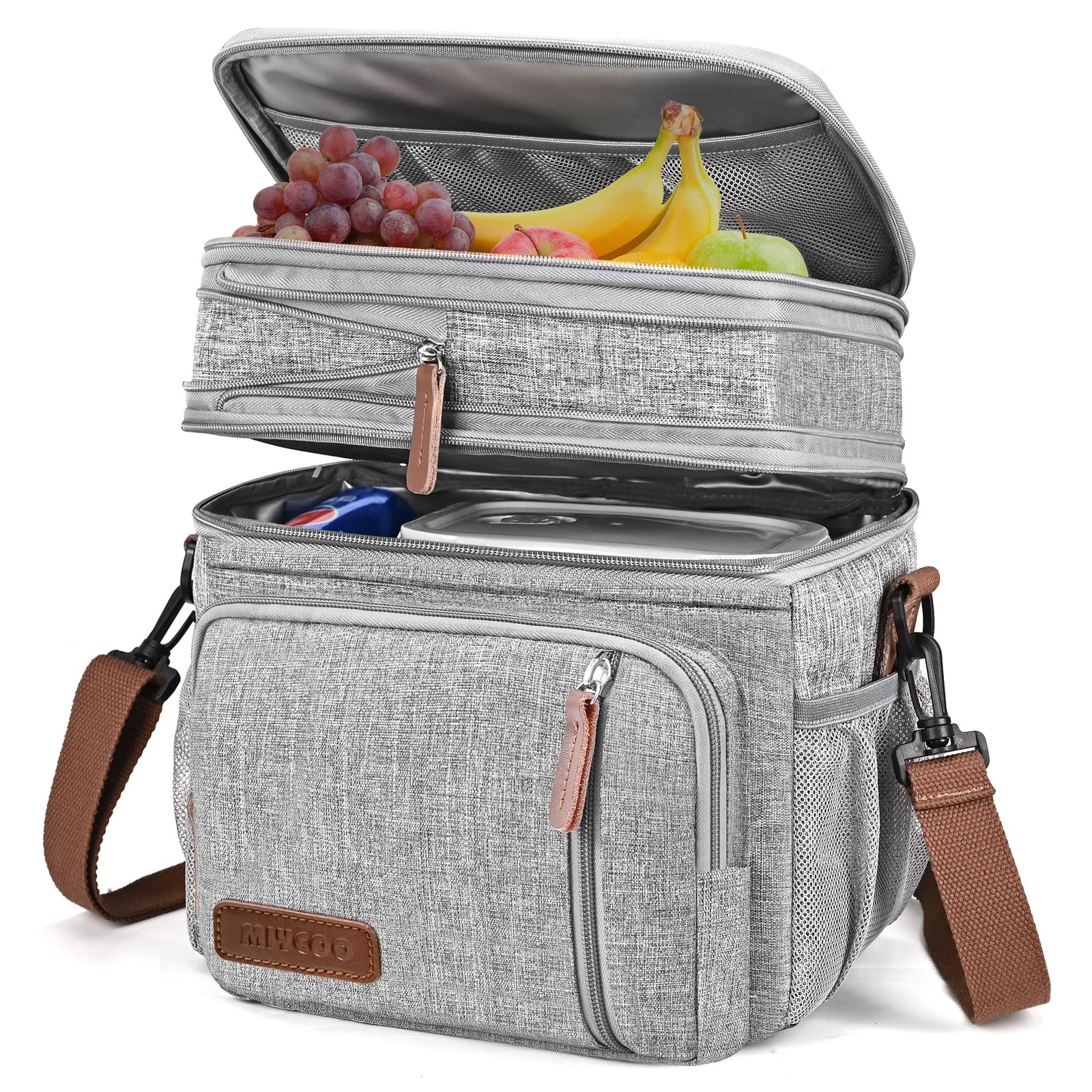 Lunch Bag for Women Men Double Deck Lunch Box - Leakproof Insulated Soft Larg...