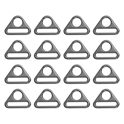 16pcs 1 1/4'' Adjustable Triangle Buckles D Rings, Silver
