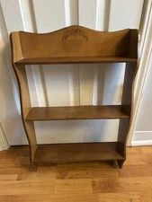 Vintage Wooden 3-Tier Wall Spice Rack Hanging Shelf With Peg Rack