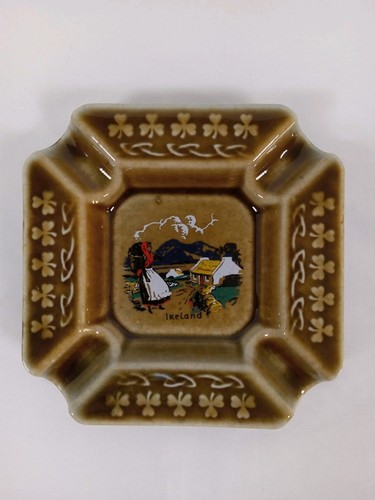 Irish "White of Morn" Shamrock Made in Ireland Porcelain Ashtray 4" x 4"
