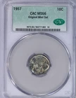 1957 Roosevelt Dime 10c CAC MS66 - Original Mint Set