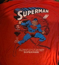 Men s Superman DC Comics Red Graphic Print Crew Neck T-Shirt 2XL