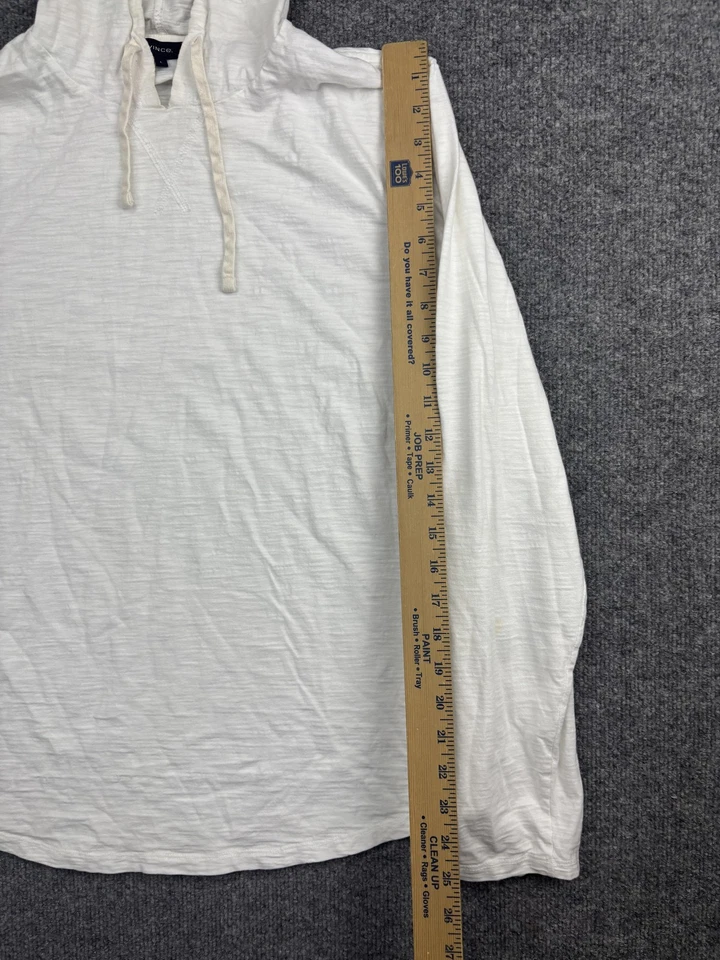 Vince Hoodie Mens Large White Slub Jersey Long Sleeve Pullover Lightweight Knit - Image 4 of 4