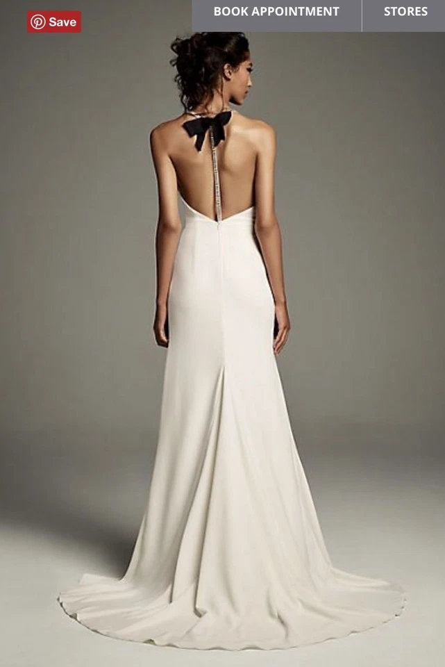 New Vera Wang Wedding Dress size 8 Ivory Crystal Spaghetti Racerback Straps - Image 2 of 4