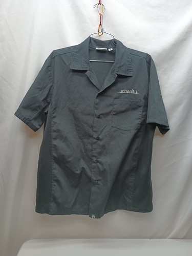 Chef Works UC Health Sz Medium  button Up Work Shirt Black  Restaurant Wear