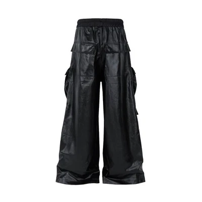 Herren Cargohose Kunstleder Multi-Taschen Retro Punk Freizeit Jungen Schwarz - Bild 1 von 4