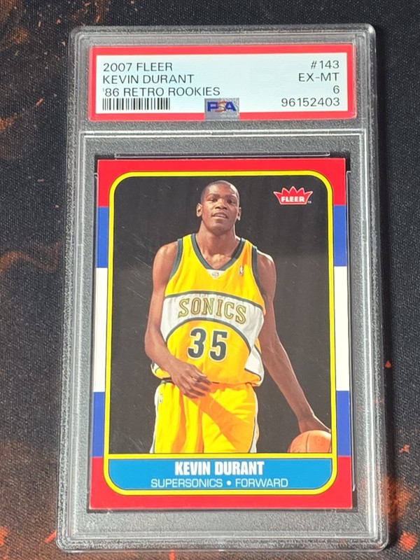 🔥✨2007 Fleer Basketball #143 Kevin Durant 86' Retro Rookies PSA 6 -PSA MISTAKE!