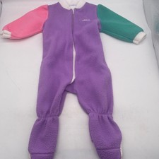 Vintage 80s OshKosh B'gosh 12-18lbs Color Block Fleece Footed Sleeper Pajamas Y