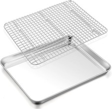 TeamFar Baking Sheet with Rack, 17.6 x 13 x 1 Inch Stainless Steel Baking Tray