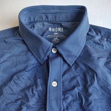 Rhone Commuter Shirt Mens Large Blue Slim Fit Micro Dot AOP Button Long Sleeve
