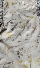 2 Pairs Dunelm Hessian Curtains 90x90" Lined Yellow Flowers And Birds Design
