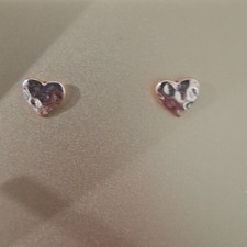 Rose Gold Heart Metal Stud Earrings Butterfly Closure Love Theme Fashion Jewelry