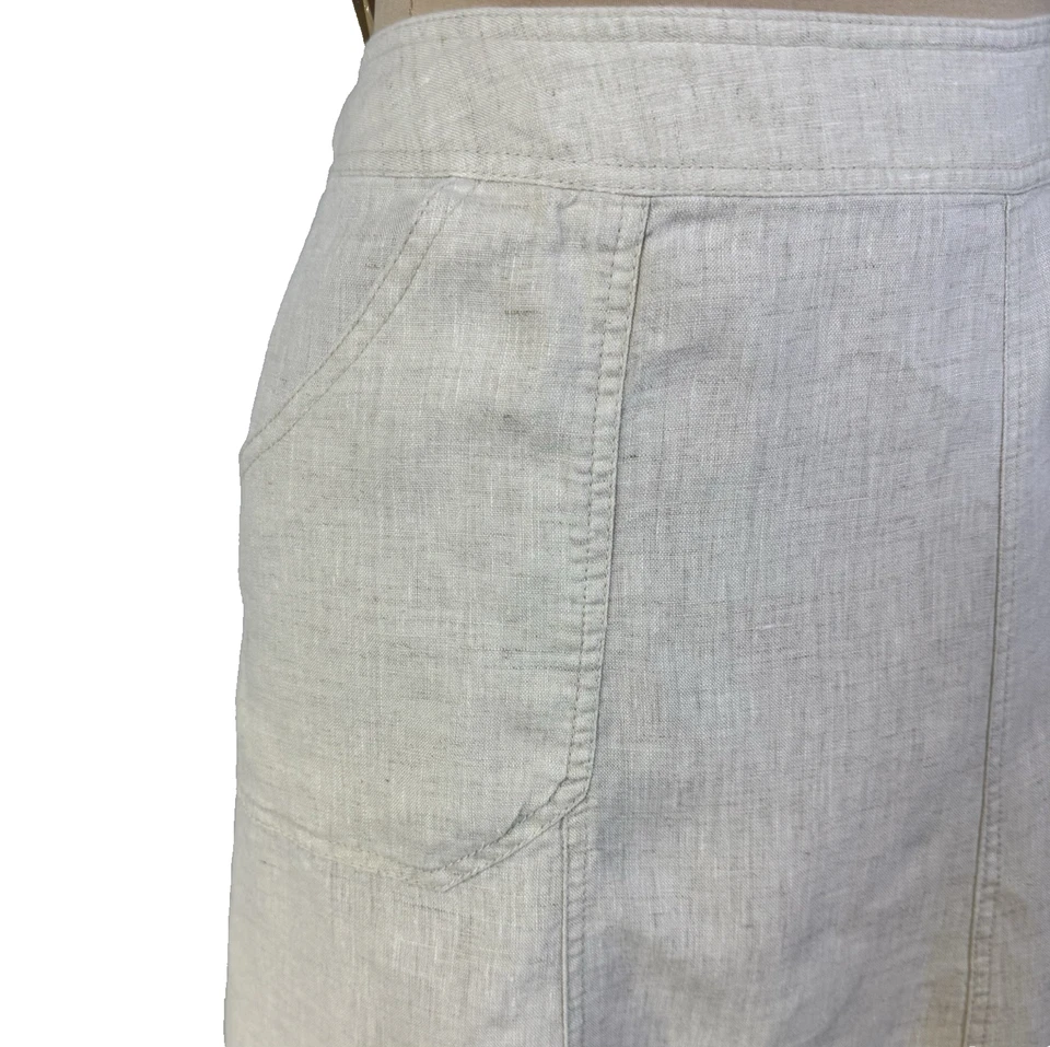 Falda Midi Vintage Colección JM 100% Lino Coastal Cottage Core 16W Línea A Foto 3 de 4