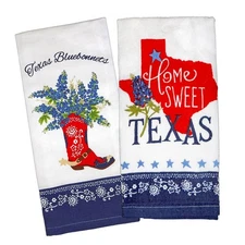 Kay Dee Designs Home Sweet Texas Bluebonnets Tea Towel and Cotton Terry Disht...