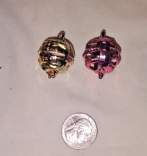 Lot Of 2 Vtg  BRADFORD Unbreakable TINY Christmas Feather Tree Ornaments  .75"